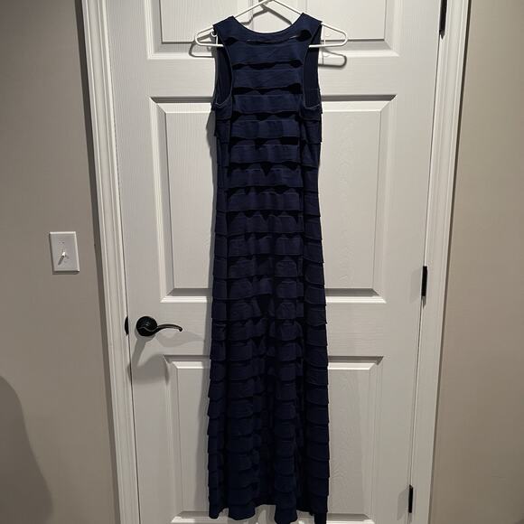 Max Studio Sleeveless Tiered Maxi Dress Dark Navy Blue Stretch Small - Picture 2 of 7